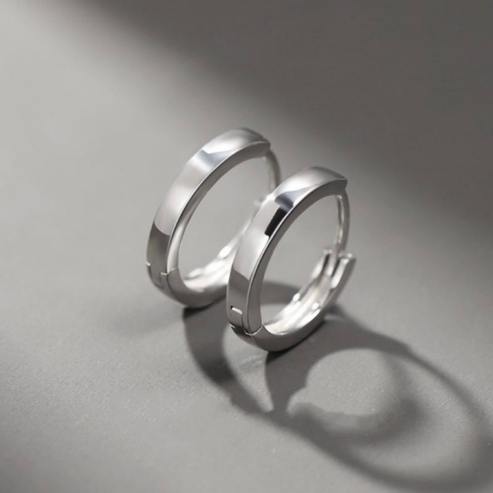 925 Silver Plated Small Hoop Earrings for Men Women,Silver Hoop Earrings - Picture 1 of 5